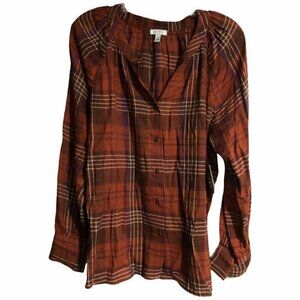 Susina Womens L Plaid Button Down Shirt Long Sleeve Cotton Blend NEW 4400